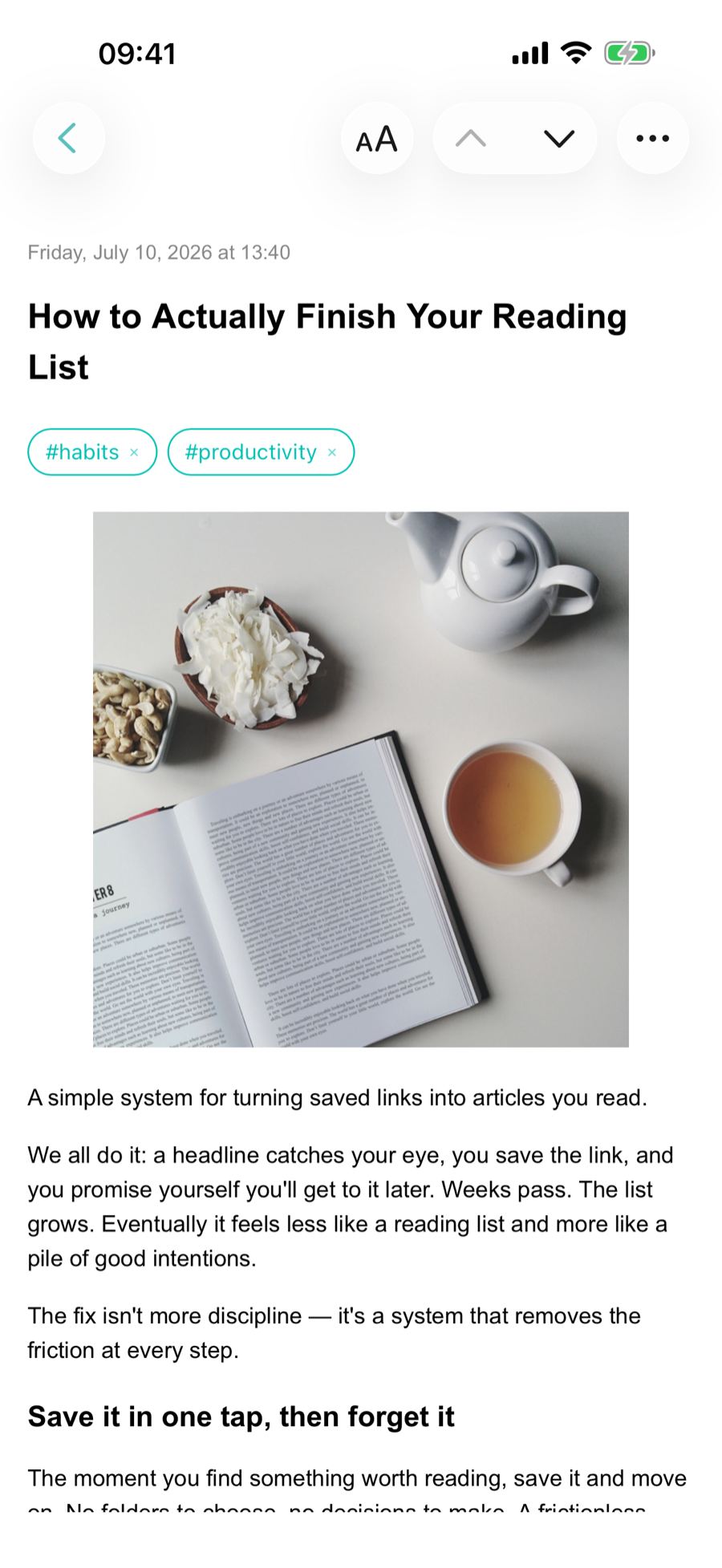 Distraction-free reader on iPhone